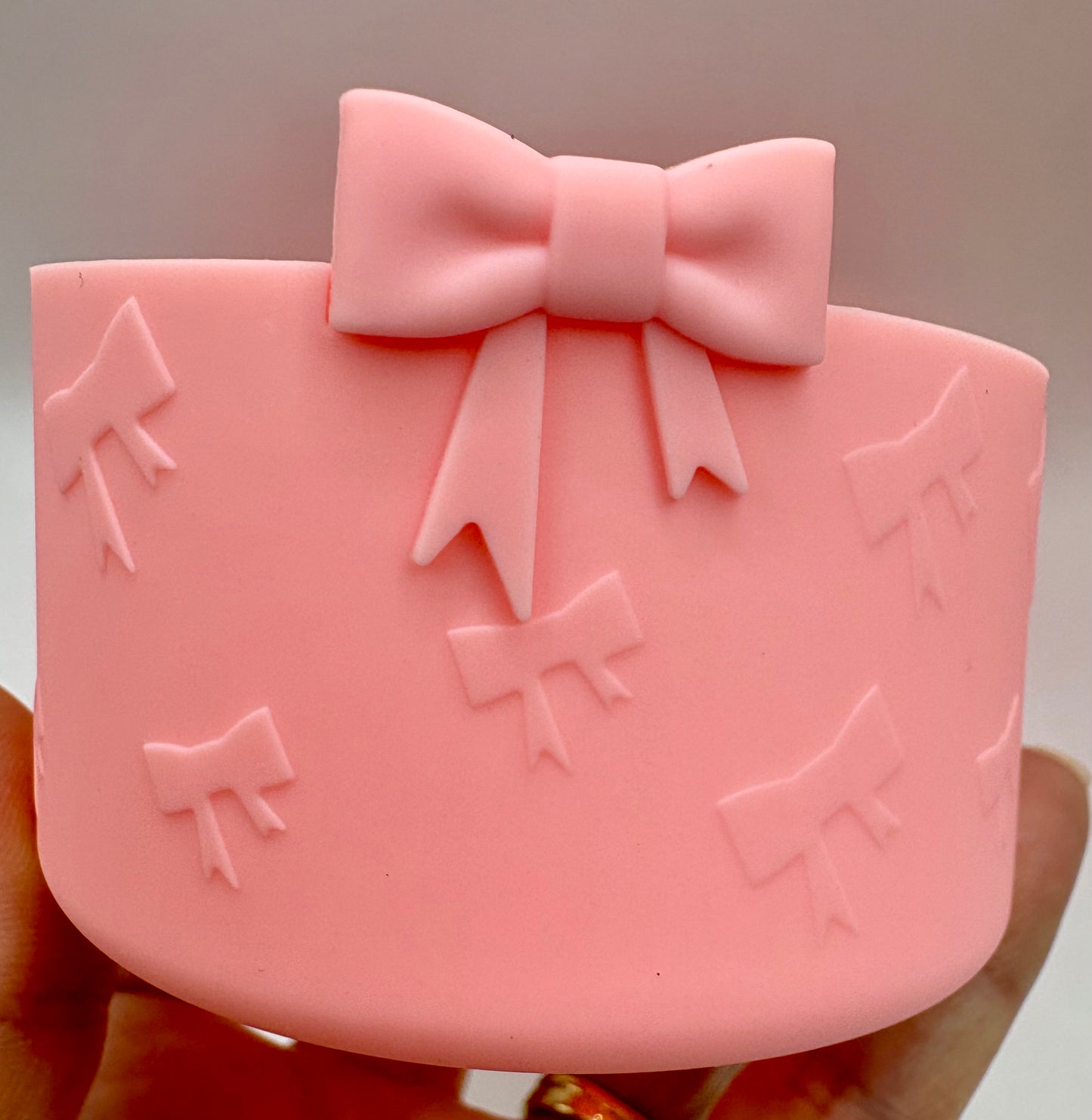 Light Pink Bows - Textured Tumbler Boot - Silicone Boot- Tumbler Accessories