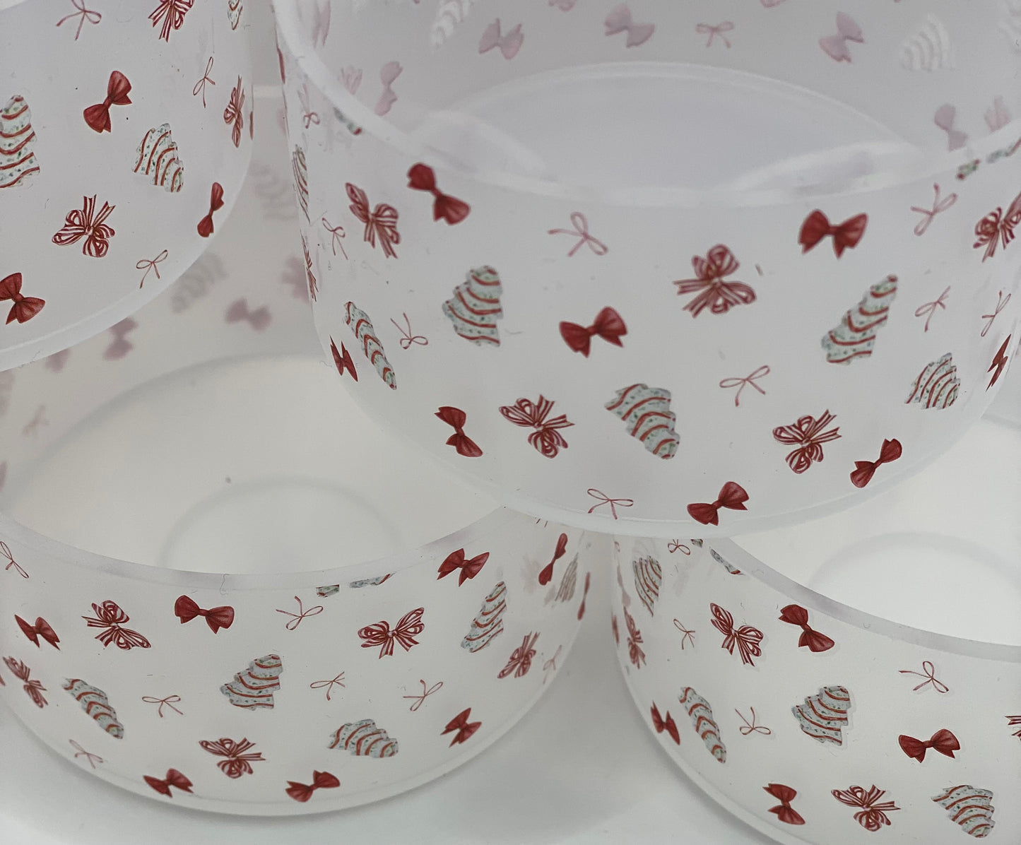Christmas Tree Cake With Bows- Transparent Tumbler Boot - Silicone Boot- Tumbler Accessories