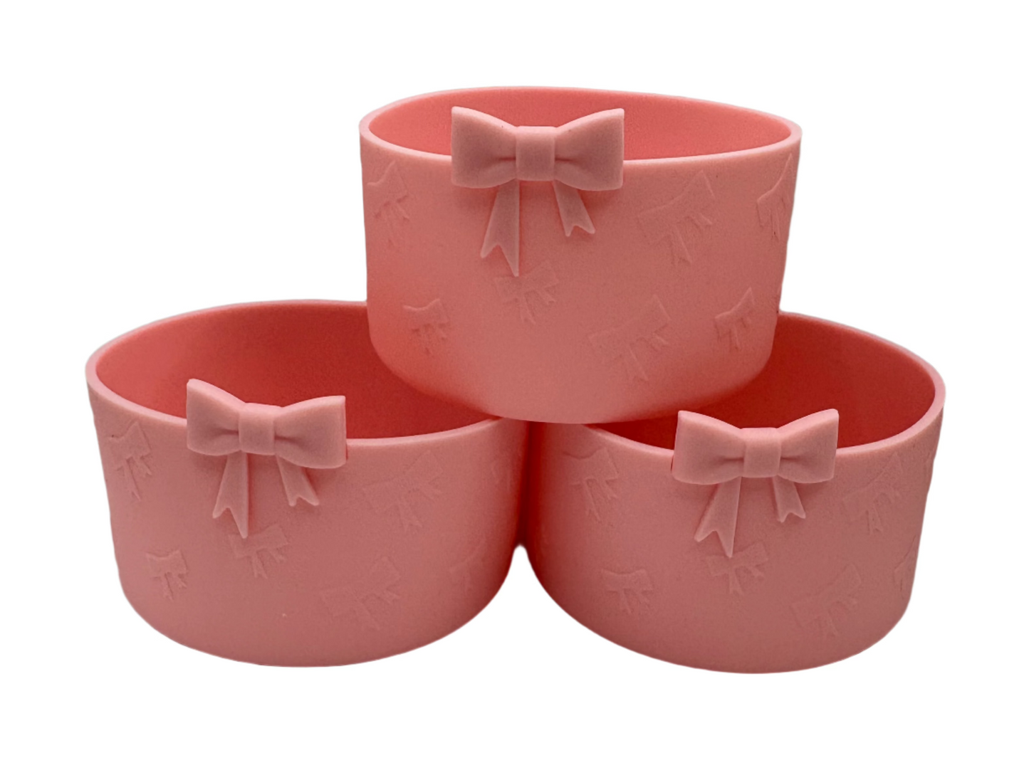 Light Pink Bows - Textured Tumbler Boot - Silicone Boot- Tumbler Accessories