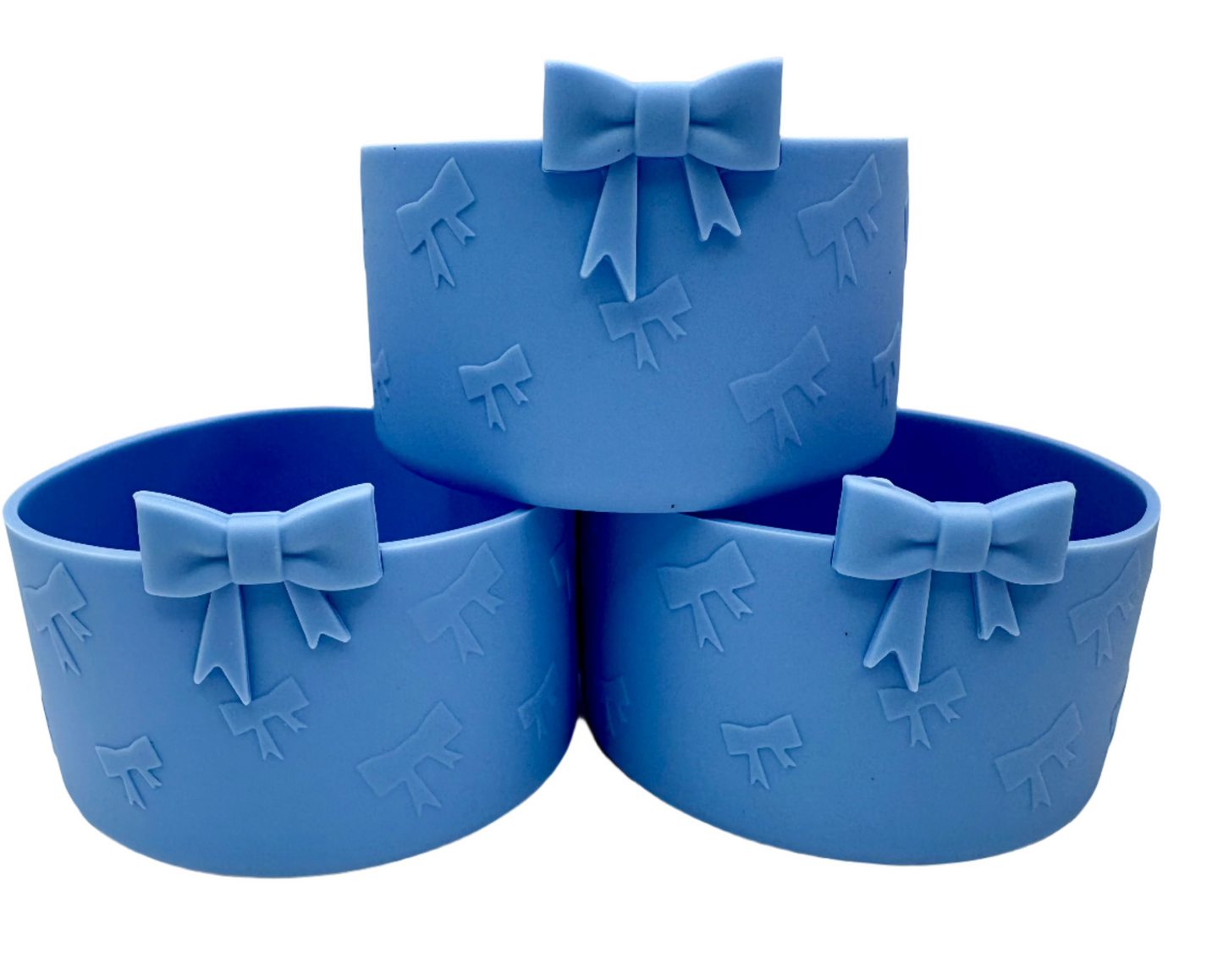 Light Blue Bows - Textured Tumbler Boot - Silicone Boot- Tumbler Accessories