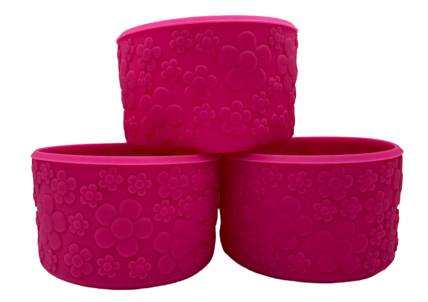 Bright Pink Floral - Textured Tumbler Boot - Silicone Boot- Tumbler Accessories