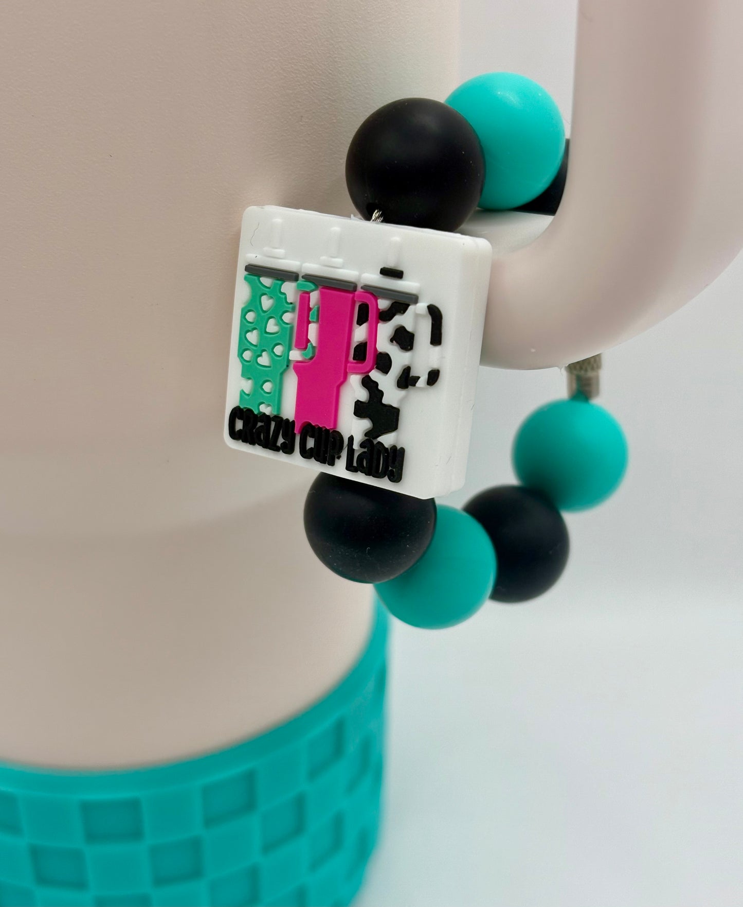 Crazy Cup Lady Handle Charm & Checkered Texture Boot Set