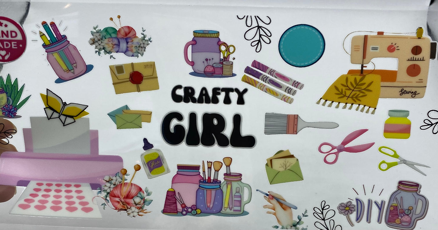 Crafty Gal UV DTF 16oz cup wrap - double sided - Permanent Decal - Ready to apply