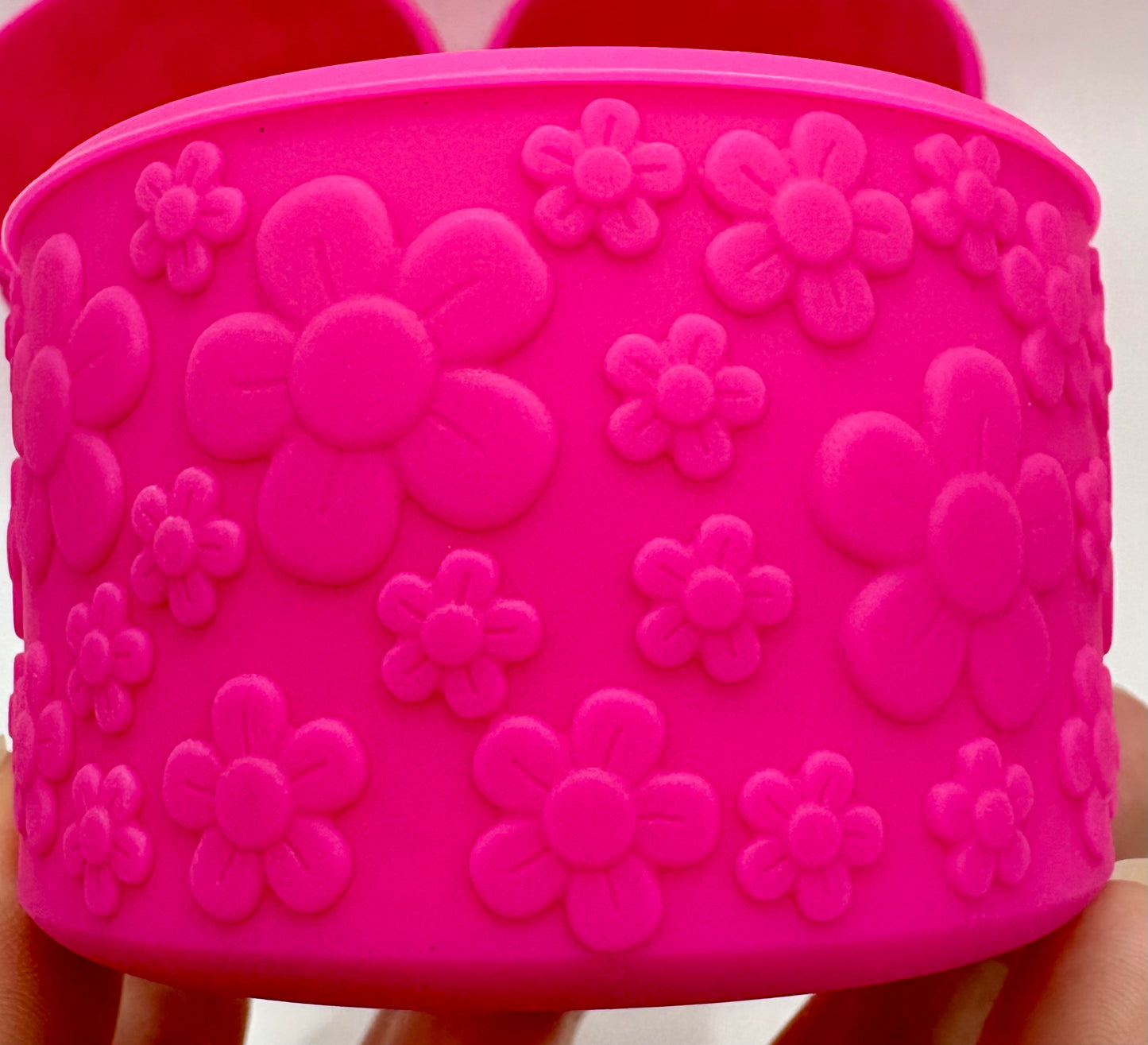 Bright Pink Floral - Textured Tumbler Boot - Silicone Boot- Tumbler Accessories