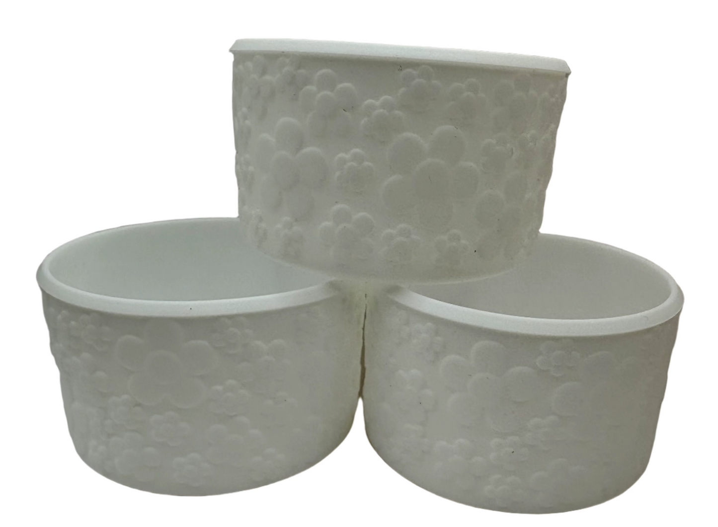White Floral - Textured Tumbler Boot - Silicone Boot- Tumbler Accessories