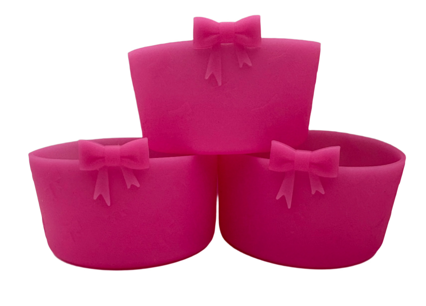 Bright Pink Bows - Textured Tumbler Boot - Silicone Boot- Tumbler Accessories