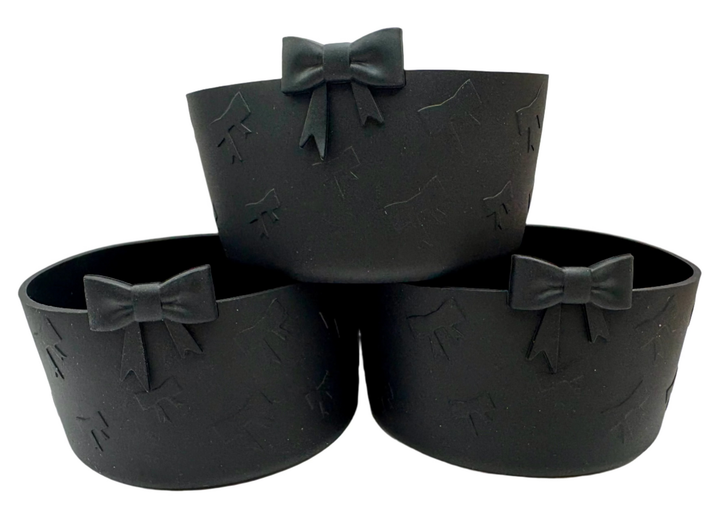 Black Bows - Textured Tumbler Boot - Silicone Boot- Tumbler Accessories
