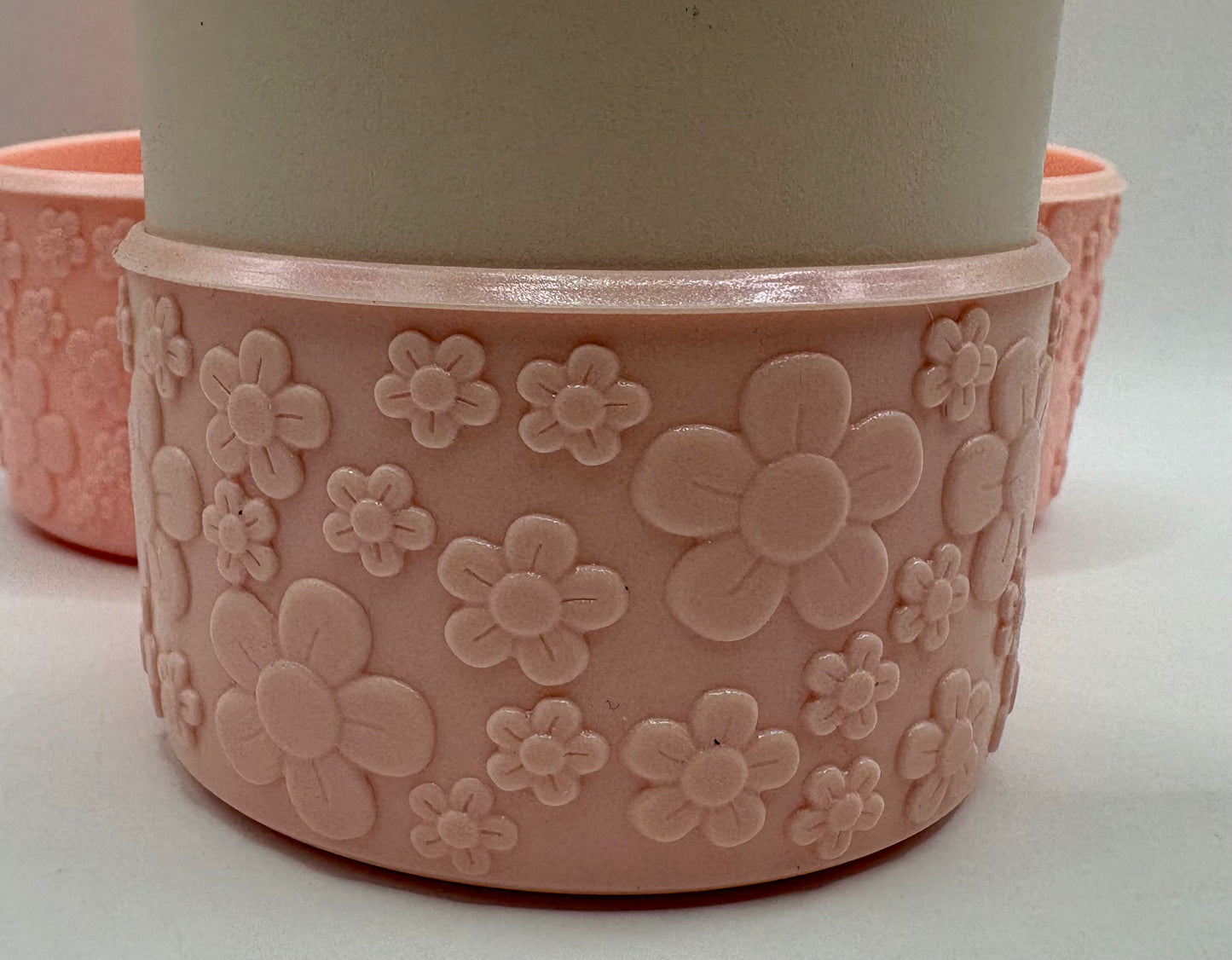 Light Pink Floral - Textured Tumbler Boot - Silicone Boot- Tumbler Accessories