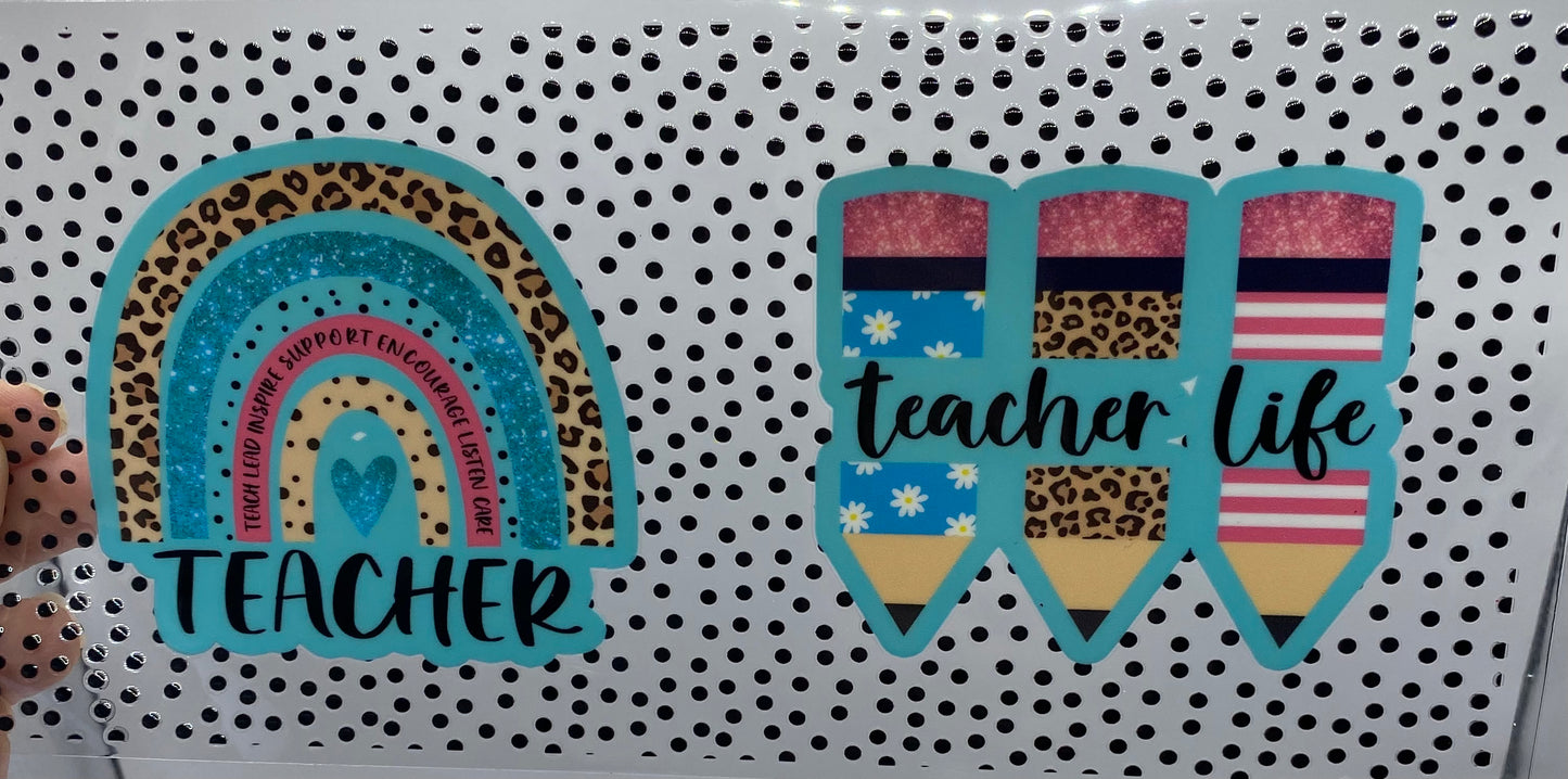 Teacher Life UV DTF 16oz cup wrap - double sided - Permanent Decal - Ready to apply