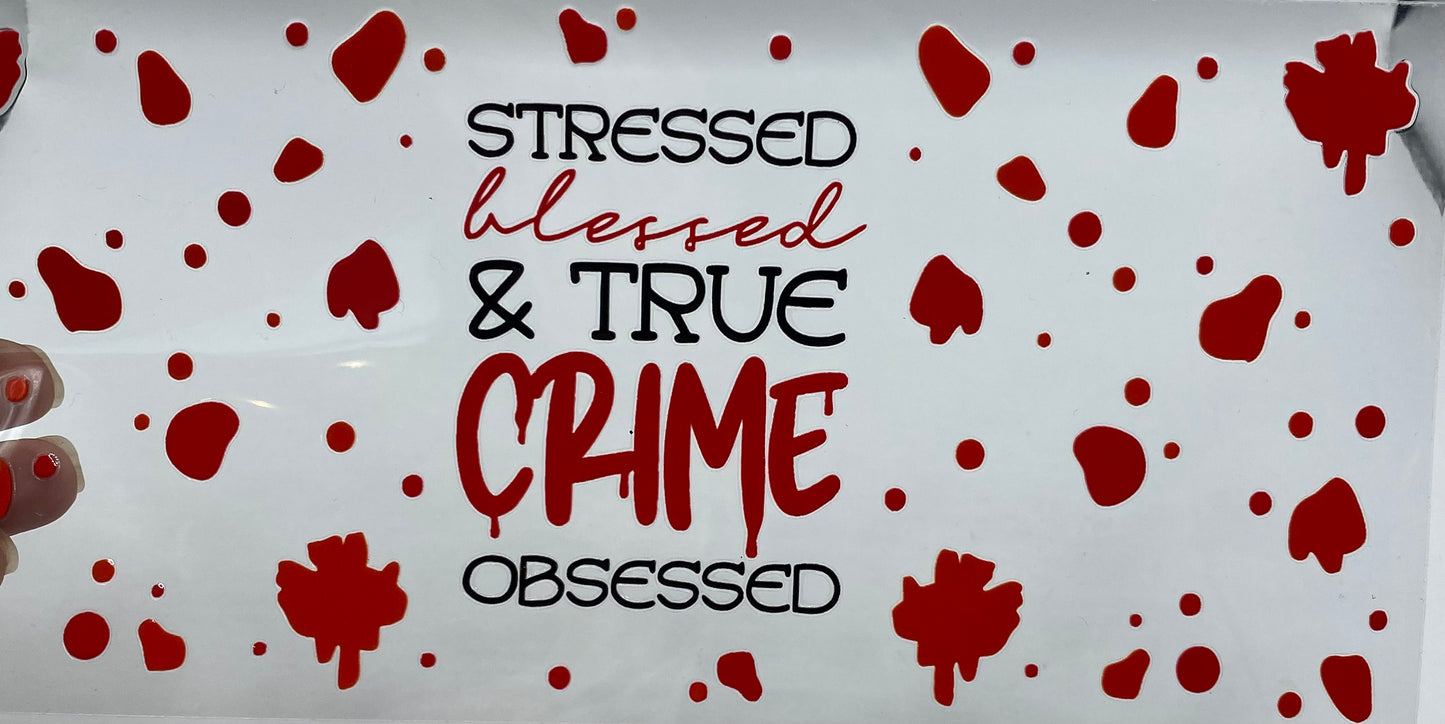 True Crime UV DTF 16oz cup wrap - double sided - Permanent Decal - Ready to apply