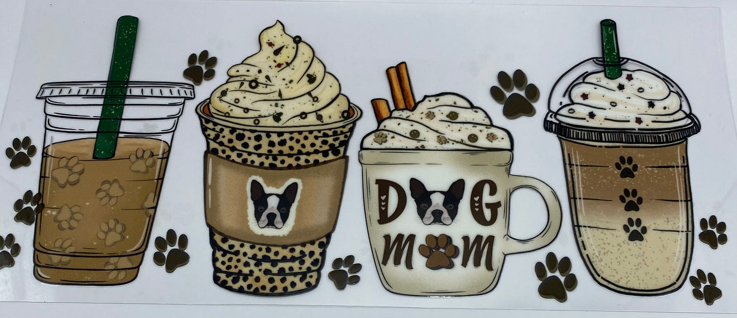 Dog Mom UV DTF 16oz cup wrap - double sided - Permanent Decal - Ready to apply