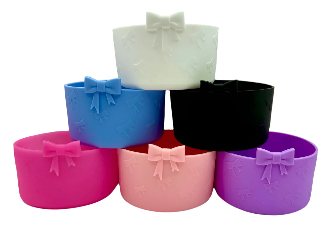 Bundle of 6 Bow Textured Tumbler Boots- Silicone Boot- Tumbler Accessories