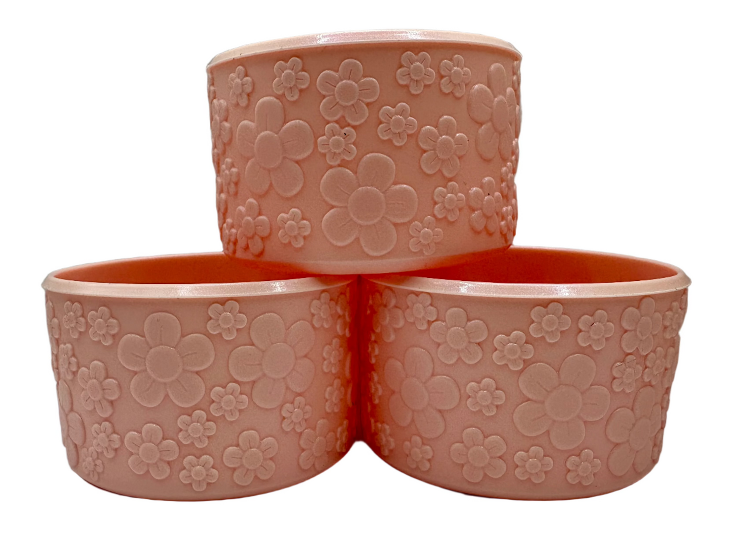 Light Pink Floral - Textured Tumbler Boot - Silicone Boot- Tumbler Accessories
