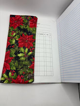 Load image into Gallery viewer, Handmade Poinsettia Composition Notebook Cover | Reusable Fabric Notebook Sleeve