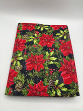 Load image into Gallery viewer, Handmade Poinsettia Composition Notebook Cover | Reusable Fabric Notebook Sleeve