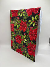 Load image into Gallery viewer, Handmade Poinsettia Composition Notebook Cover | Reusable Fabric Notebook Sleeve