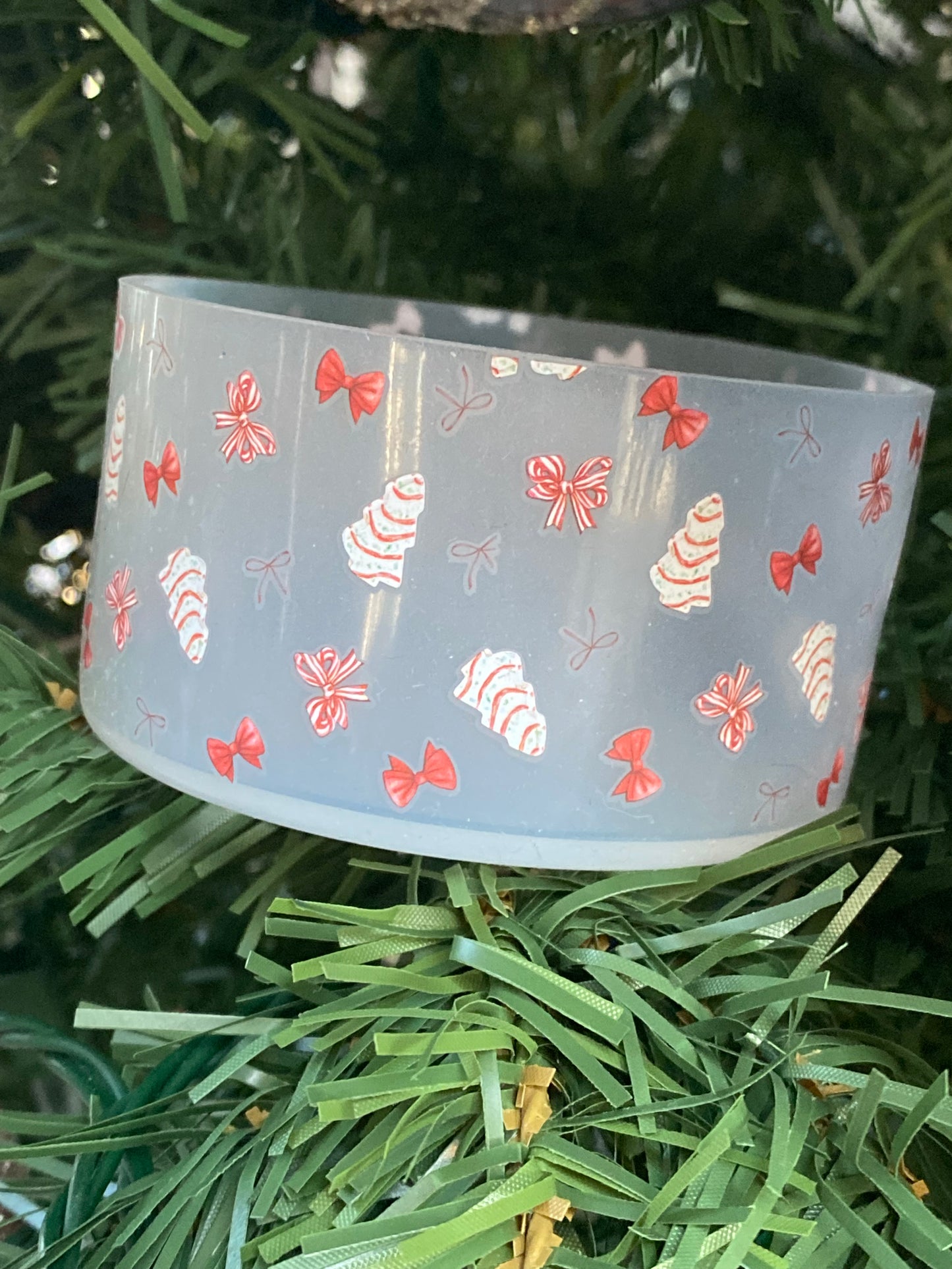 Christmas Tree Cake With Bows- Transparent Tumbler Boot - Silicone Boot- Tumbler Accessories
