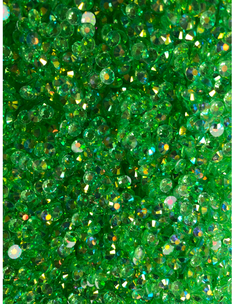 5mm Resin Transparent AB rhinestones 1oz bag approx. 1400 pieces. Green