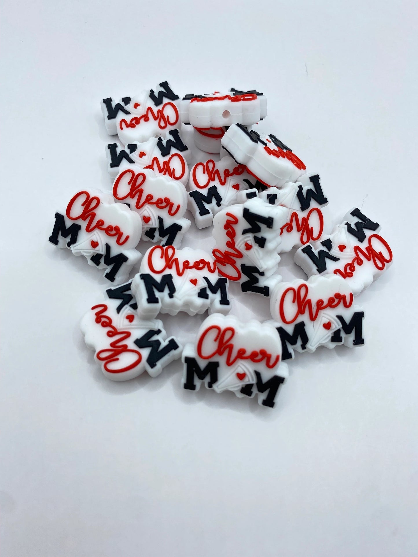 *Cheer Mom* Silicone Focal Bead