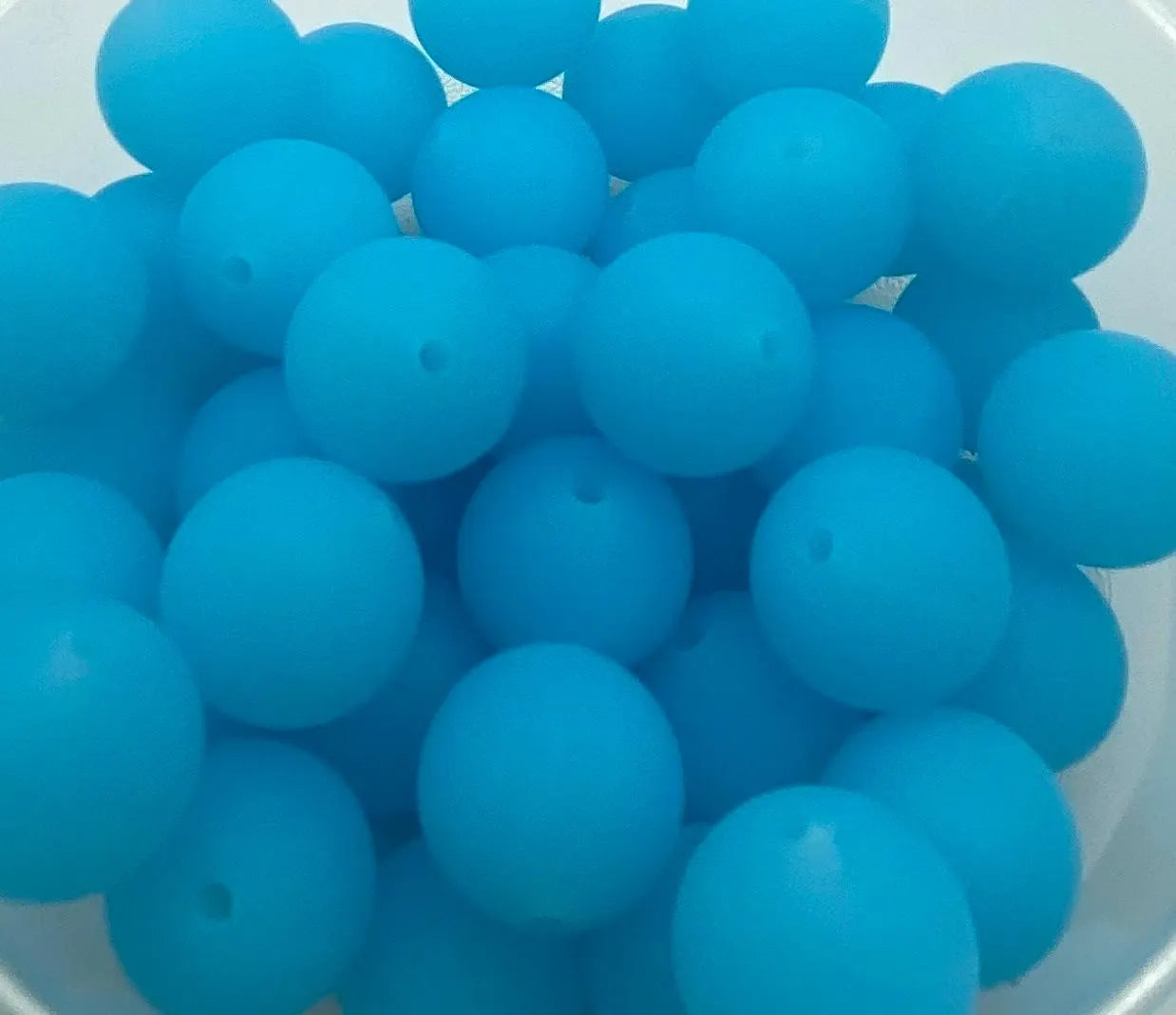 Transparent Blue Solid Round Silicone Bead - 15mm