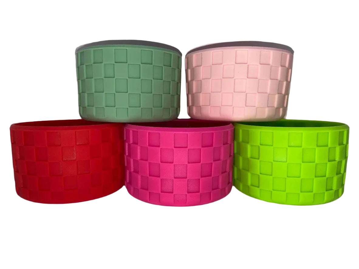 Checkered Texture Tumbler Boot - Silicone Boot- Tumbler Accessories