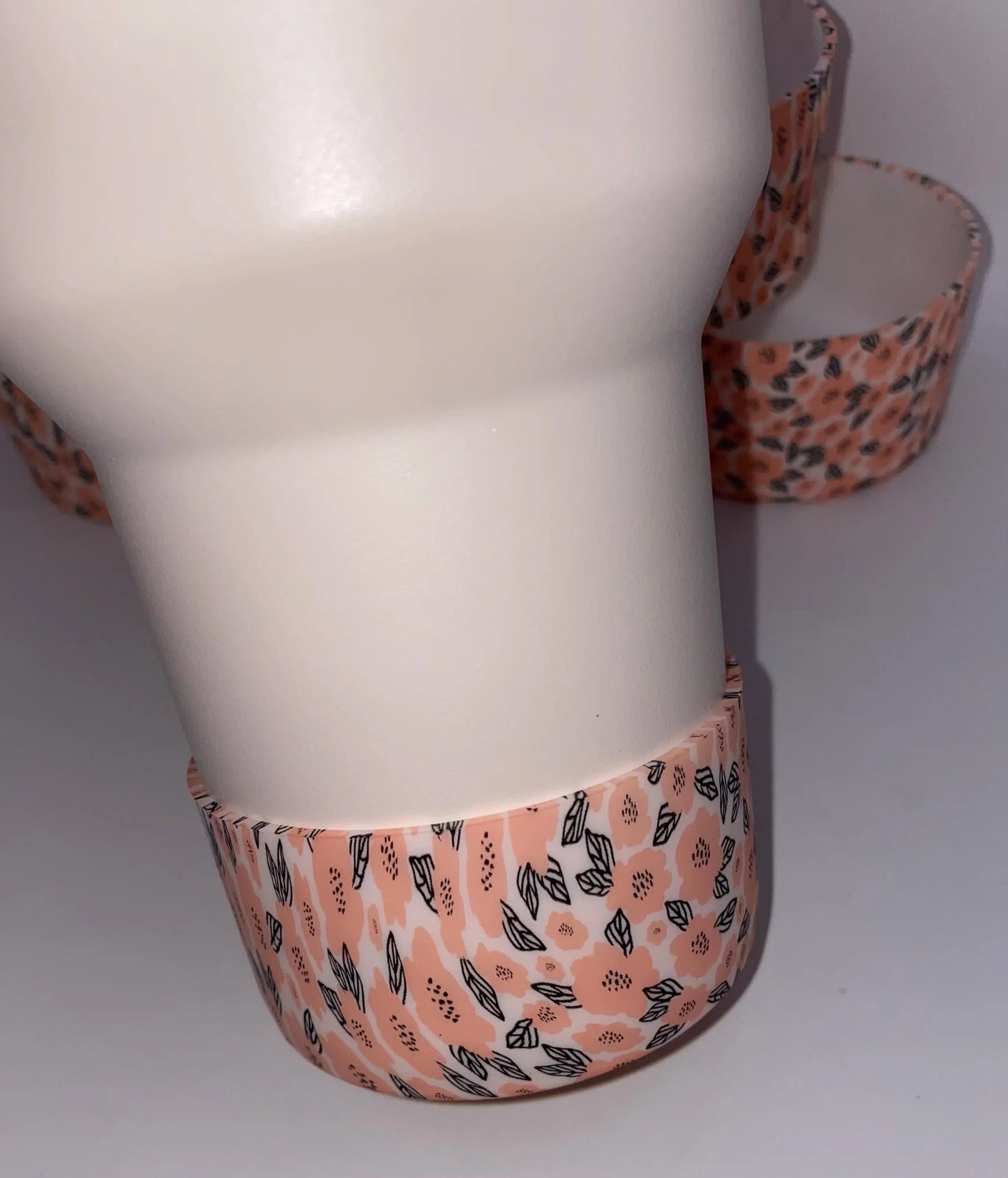 Peach Floral Tumbler Boot - Silicone Boot- Tumbler Accessories