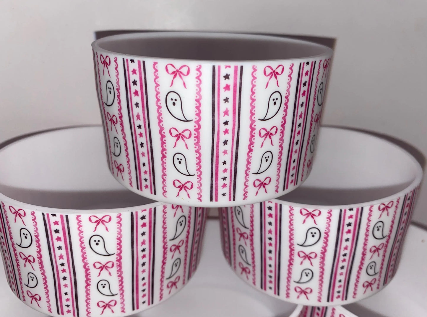Pink Ghost Tumbler Boot - Silicone Boot- Tumbler Accessories