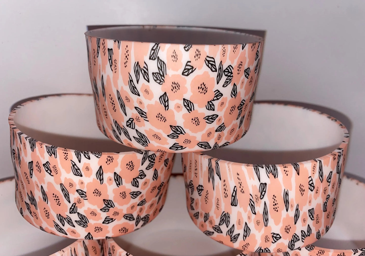 Peach Floral Tumbler Boot - Silicone Boot- Tumbler Accessories