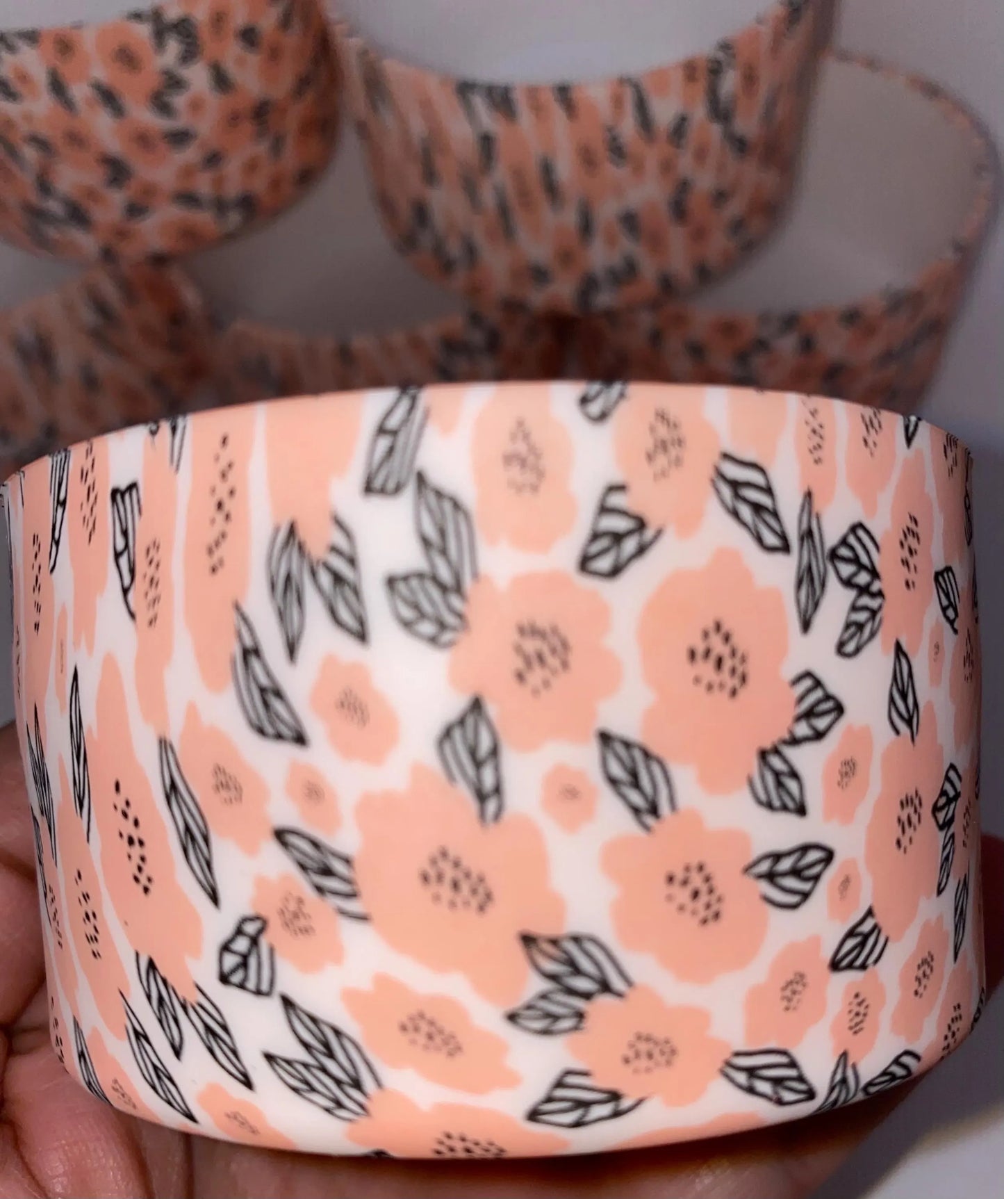 Peach Floral Tumbler Boot - Silicone Boot- Tumbler Accessories
