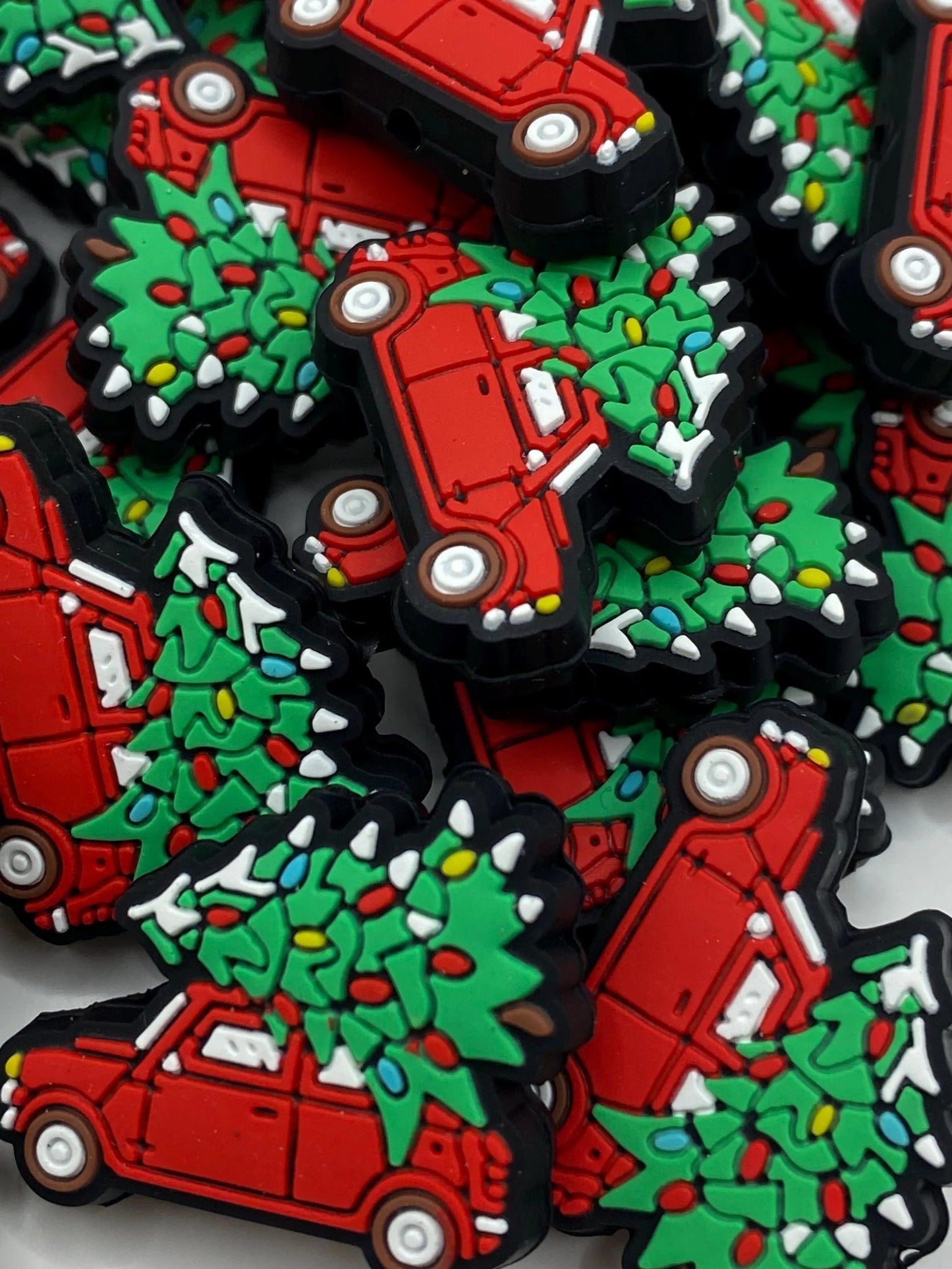 Christmas Truck Silicone Focal Bead