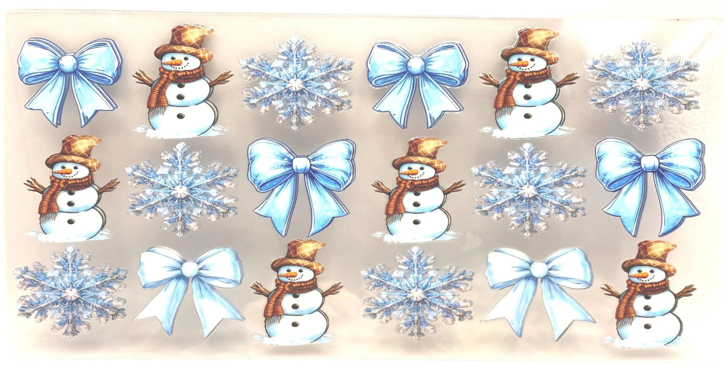 Snowman UV DTF 16oz cup wrap - double sided - Permanent Decal - Ready to apply