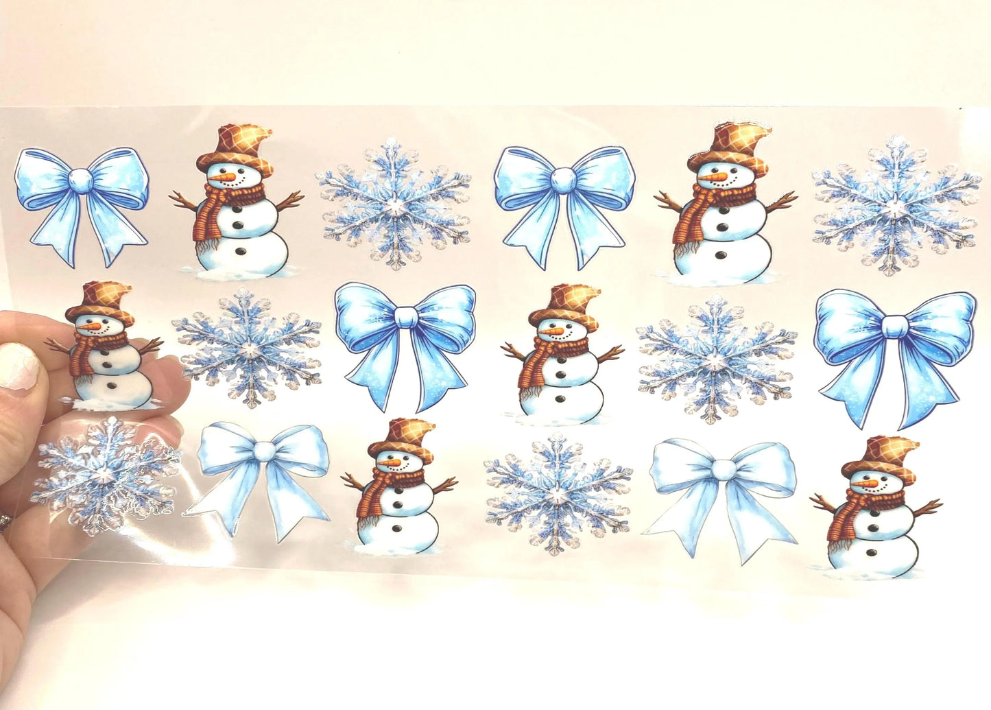 Snowman UV DTF 16oz cup wrap - double sided - Permanent Decal - Ready to apply