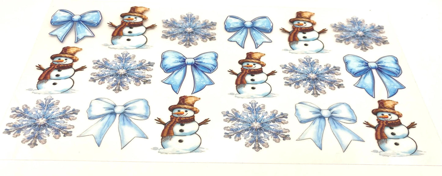 Snowman UV DTF 16oz cup wrap - double sided - Permanent Decal - Ready to apply