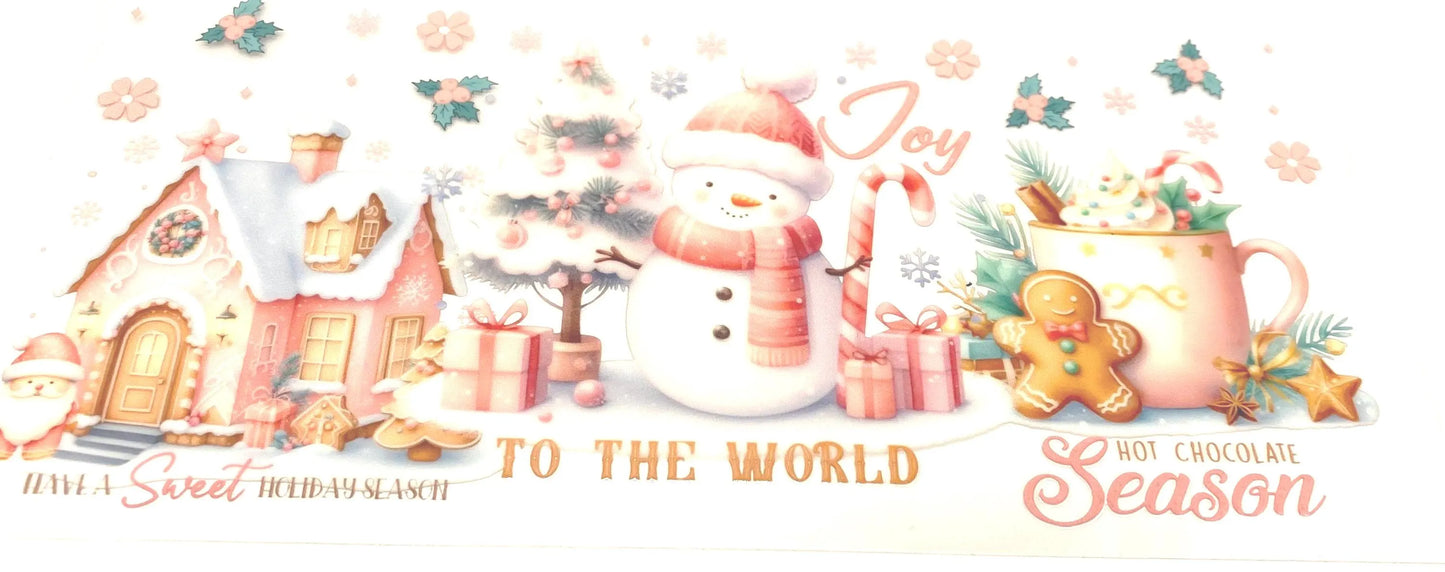 Snowman UV DTF 16oz cup wrap - double sided - Permanent Decal - Ready to apply