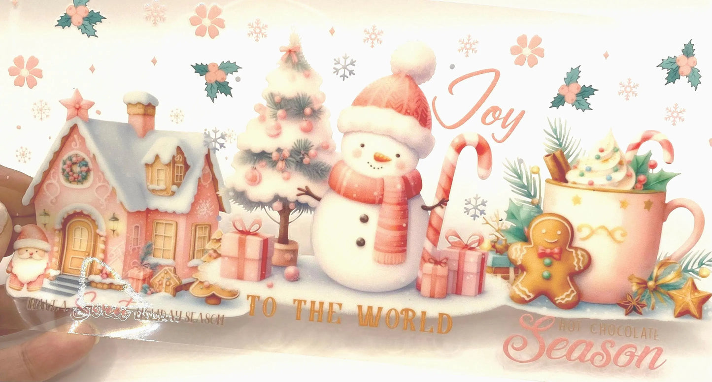 Snowman UV DTF 16oz cup wrap - double sided - Permanent Decal - Ready to apply