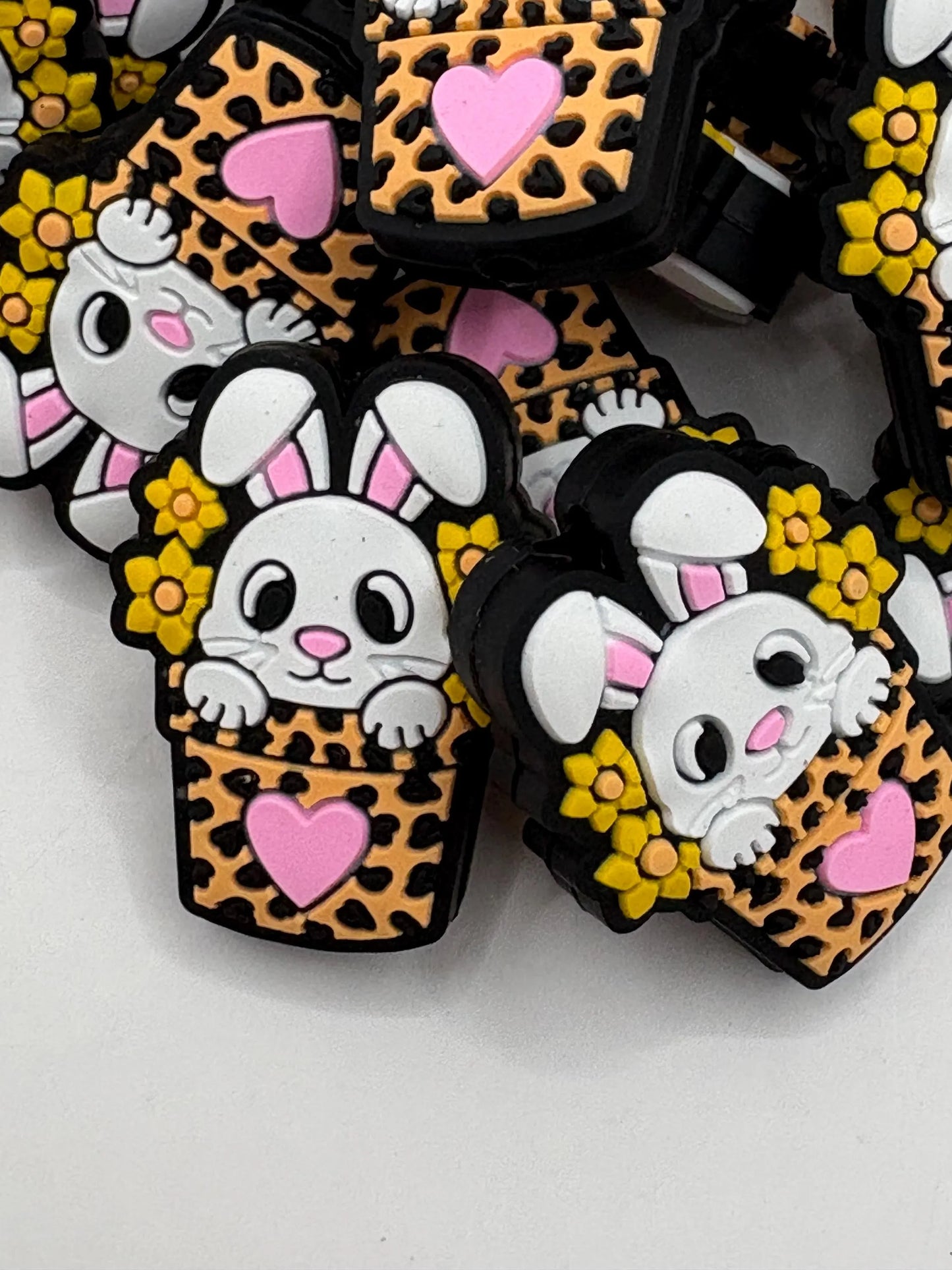 Easter Bunny in Basket, Silicone Focal Bead