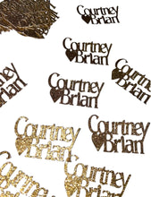 Load image into Gallery viewer, Confetti with 2 names and heart - personalized - glitter - table scatter - 50 pieces