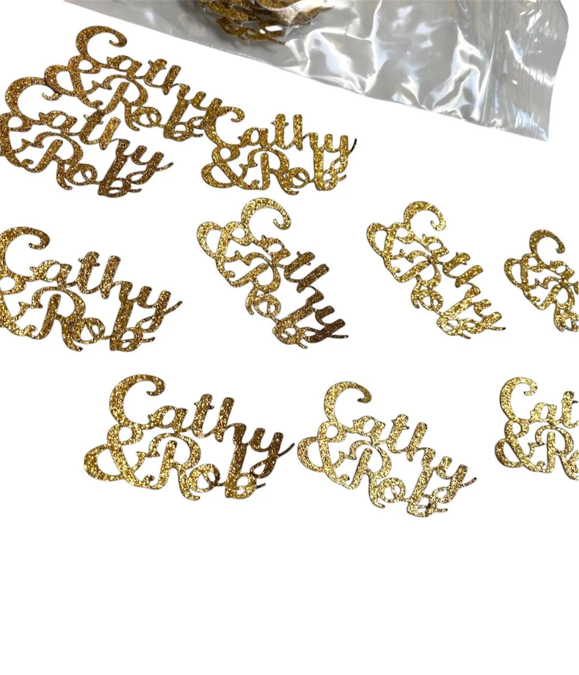 Personalized 2 Name Confetti Cursive