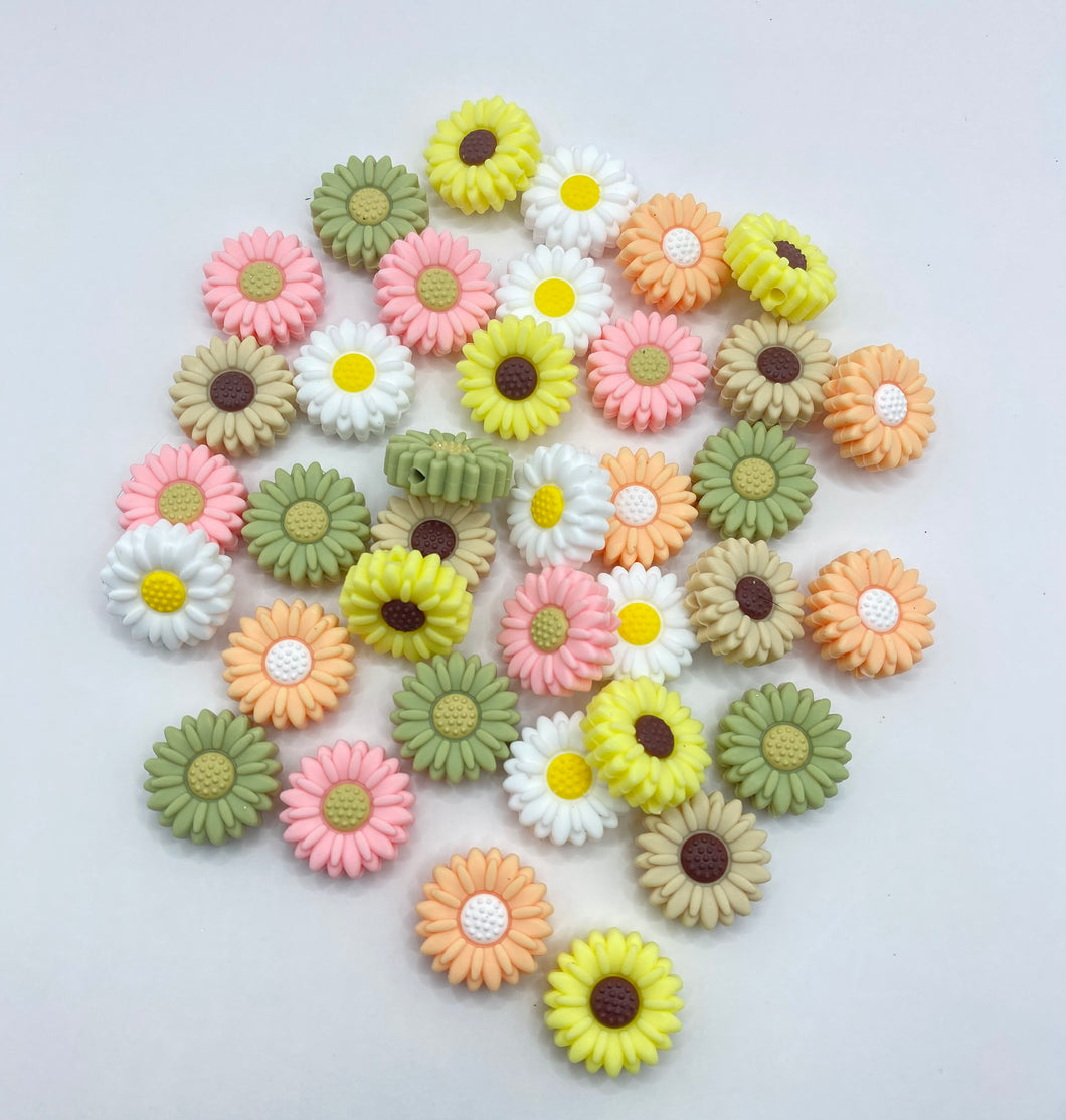 1 Small Daisy Silicone Focal Bead choose color