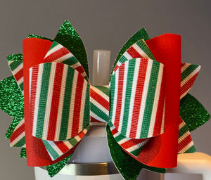 Christmas Striped Bow Straw Topper - Tumbler Straw Topper-