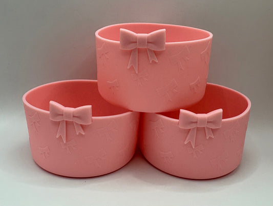 Light Pink Bows - Textured Tumbler Boot - Silicone Boot- Tumbler Accessories