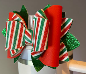 Christmas Striped Bow Straw Topper - Tumbler Straw Topper-