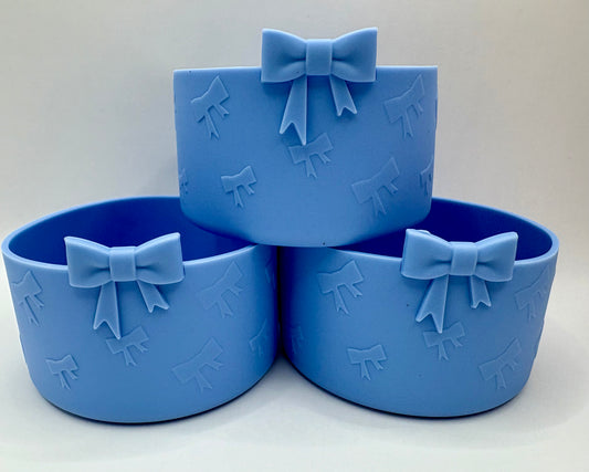 Light Blue Bows - Textured Tumbler Boot - Silicone Boot- Tumbler Accessories