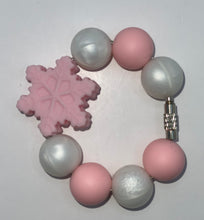 Load image into Gallery viewer, Pink Snowflake Beaded Handle Charm and Checkered Textured Boot
