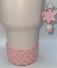 Load image into Gallery viewer, Pink Snowflake Beaded Handle Charm and Checkered Textured Boot
