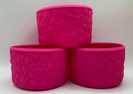 Bright Pink Floral - Textured Tumbler Boot - Silicone Boot- Tumbler Accessories