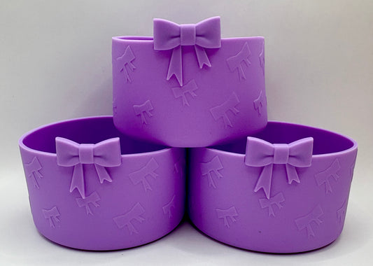 Purple Bows - Textured Tumbler Boot - Silicone Boot- Tumbler Accessories