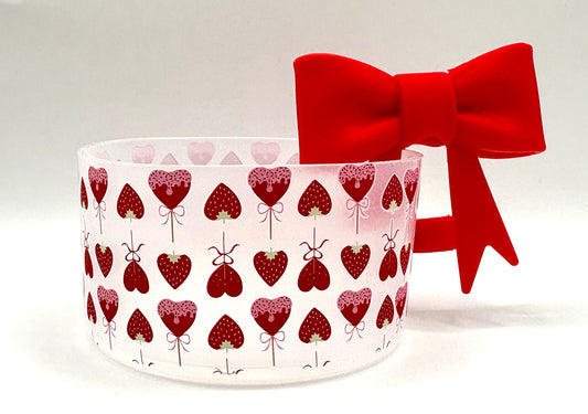 Bow Straw Topper and Heart Strawberries Transparent Tumbler Boot - Silicone Boot- Tumbler Accessories