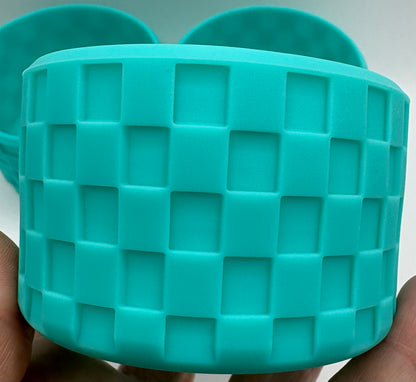 Turquoise Checkered Texture Tumbler Boot - Silicone Boot- Tumbler Accessories