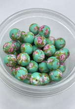 Load image into Gallery viewer, Mint and Pink Floral Silicone Beads - 15mm
